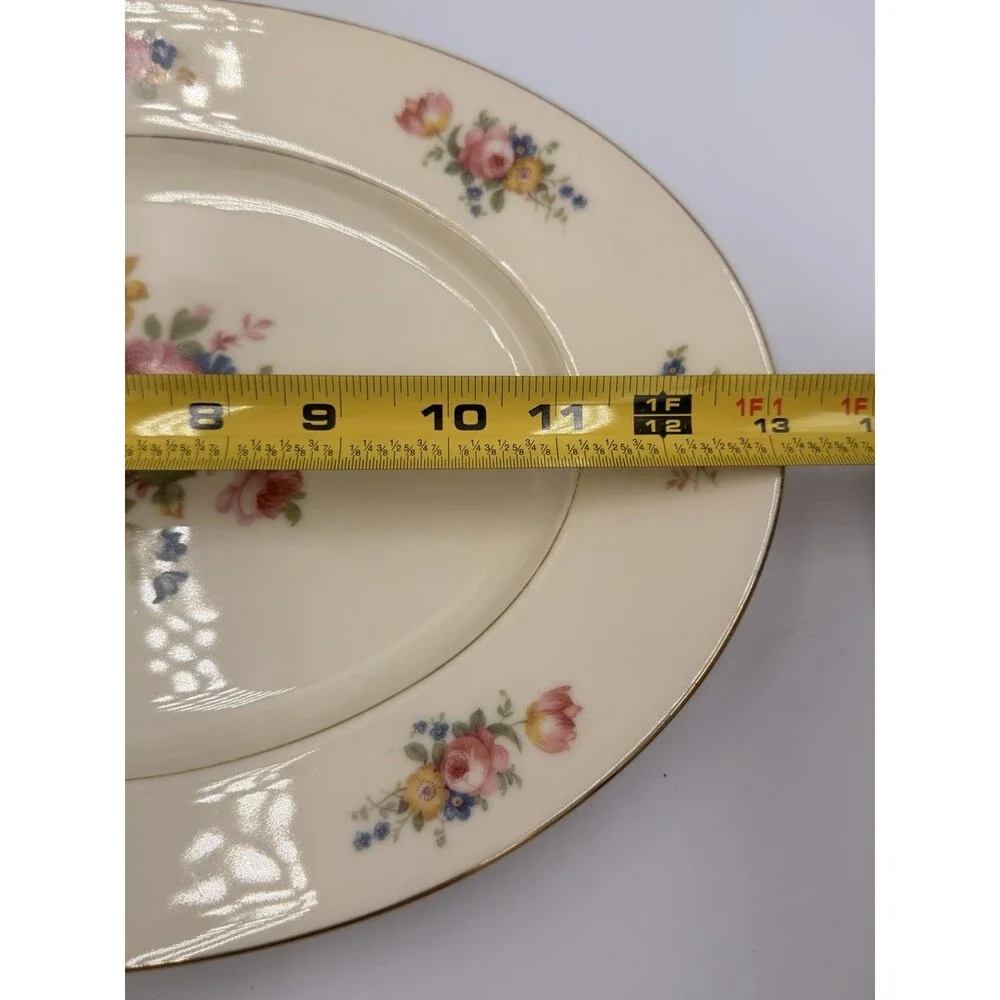 Vintage Czechoslovakia Floral Porcelain Serving Platter Gold Trim Oval 13” Roses